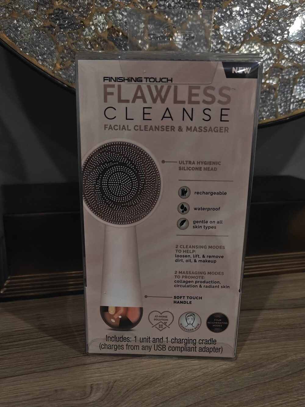 NIB LAWLESS Cleanse Facial Cleanser & Massager - Rose Pink with Gold Accent